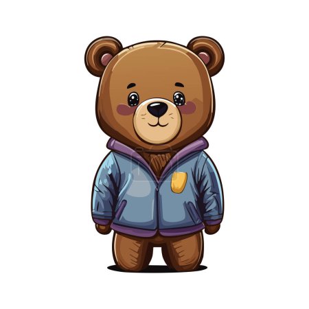 Illustration bear character wearing jacket