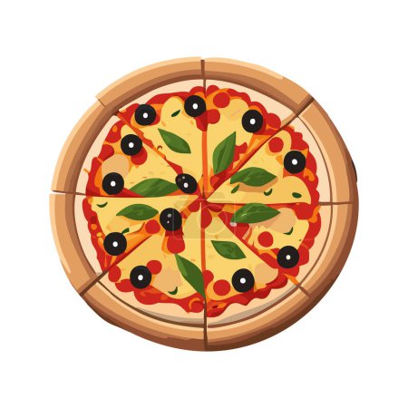 Runde Pizza-Vektor-Illustration auf weißem Hintergrund