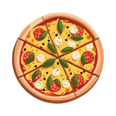 Runde Pizza-Vektor-Illustration auf weißem Hintergrund