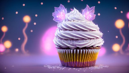 Photo for Sparkling Glowing Cupcake Illustration - Royalty Free Image
