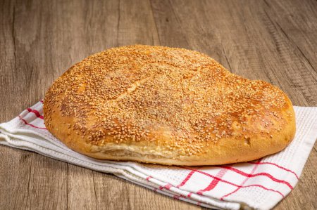 Photo for Traditional greek bread ( lagana ), baked for Clean Monday - Royalty Free Image