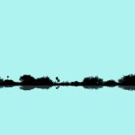 silhouette of birds on the lake background flat illustration.