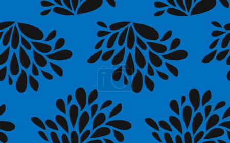 Motif floral abstrait sans couture vectoriel avec ornement en forme de feuilles sur fond bleu pour impressions, tissu, produits textiles, vêtements