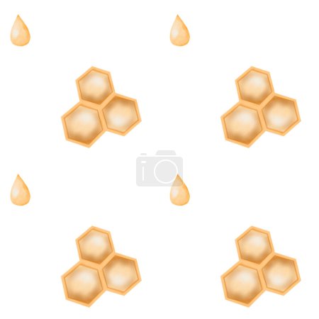Téléchargez les photos : Gouttes adorables aquarelle de miel et nid d'abeille motif sans couture. Modèle mignon pour l'impression sur les textiles et le papier peint pour enfants. Photo de haute qualité - en image libre de droit