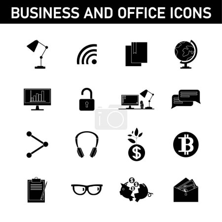 Ilustración de Colección de iconos simples sobre el tema: negocios y oficina. Aislado sobre fondo blanco. - Imagen libre de derechos