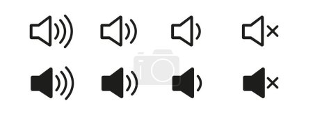 Ilustración de Conjunto de iconos del altavoz. vector icono de volumen. icono del altavoz vector. símbolo de sonido - Imagen libre de derechos