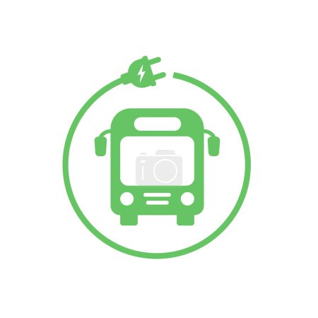 Elektro-Bus-Ladesymbol. Elektrofahrzeugkennzeichen. Eco Electric Bus Mit E-Stecker Grünes Symbol Isoliert auf weißem Hintergrund. Ladestation für Hybridfahrzeuge
