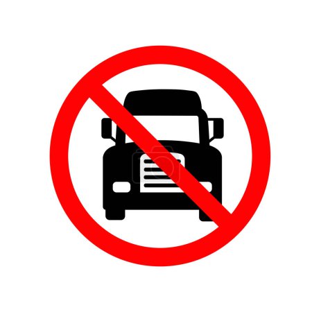 Téléchargez les illustrations : Pas de camion autorisé signe. Aucun panneau de camions ou aucun panneau de stationnement. Pas d'icône d'interdiction de camion. Accès interdit. Attention Icône Aucun panneau de signalisation E-Truck - en licence libre de droit