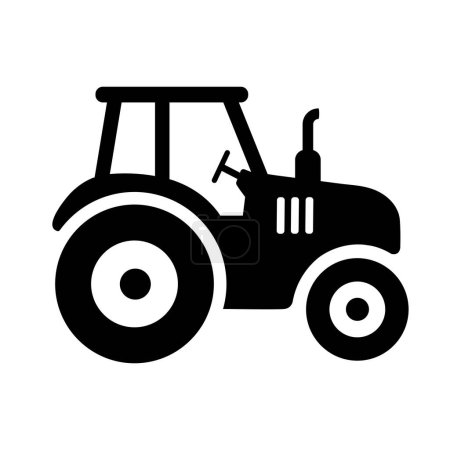 Icono del tractor sobre fondo blanco. Silueta de tractor de granja. Esquema del vehículo agrícola