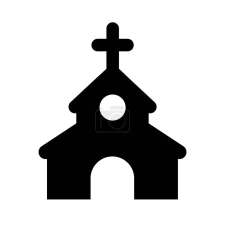 Téléchargez les illustrations : Icône de l'église. Christian Church House Classic Black Icône sur fond blanc. Illustration vectorielle - en licence libre de droit