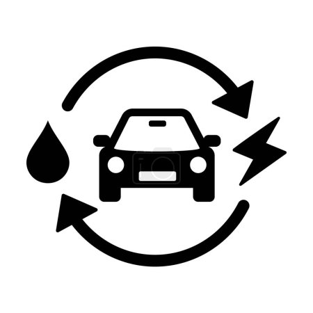 Hybrid Car Icon. Plug-in Hybrid Electric Vehicle Illustration. HEV Icons. Eco Electric Car Sign And Symbol