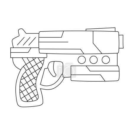 Gun Coloring Page. Firearm Vector Illustration. Isolated Revolver On White Background. Weapon Silhouette. Pistol Vector