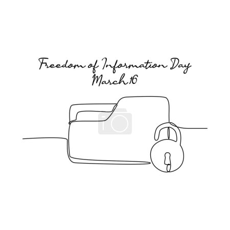 Illustration for Single line art of freedom of information day good for freedom of information day celebrate. line art. illustration. - Royalty Free Image