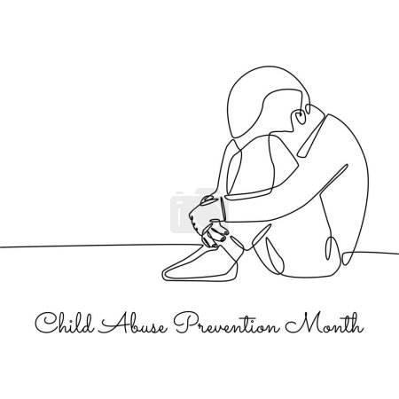 Illustration for Single line art of child abuse prevention month good for child abuse prevention month celebrate. line art. illustration. - Royalty Free Image