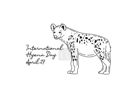 Illustration for Line art of international hyena day good for international hyena day celebrate. line art. illustration. - Royalty Free Image