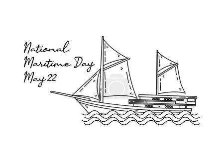 Illustration for Line art of national maritime day good for national maritime day celebrate. line art. illustration. - Royalty Free Image