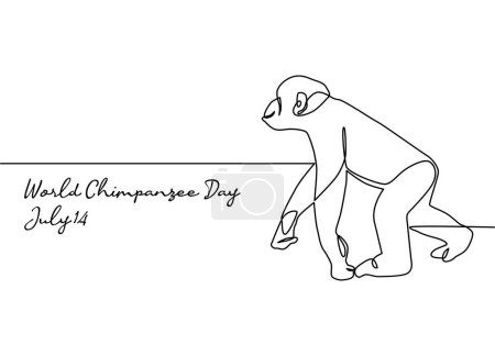 Téléchargez les illustrations : Ligne art du monde chimpanzé jour bon pour le monde chimpanzé jour célébrer. art linéaire. illustration. - en licence libre de droit