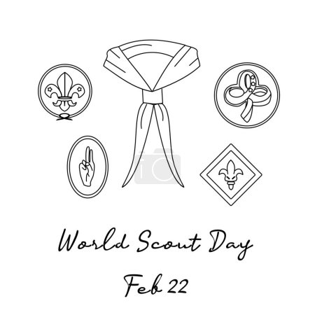 Téléchargez les illustrations : Journée mondiale du scoutisme art monoligne qui convient pour célébrer les vacances. - en licence libre de droit
