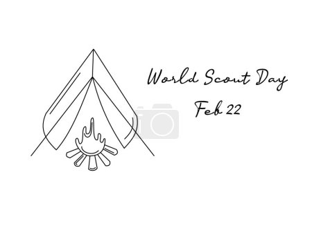 Illustration for World Scout Day single-line art that is suitable for celebrating the holiday. - Royalty Free Image