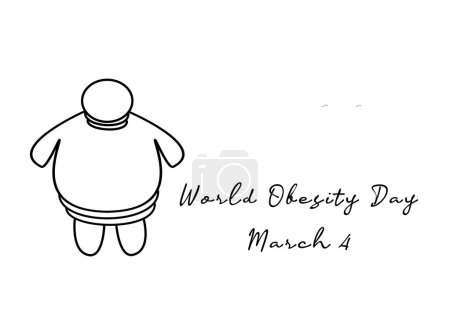 Ilustración de Día Mundial de la Obesidad arte de una sola línea adecuado para conmemorar el evento. - Imagen libre de derechos