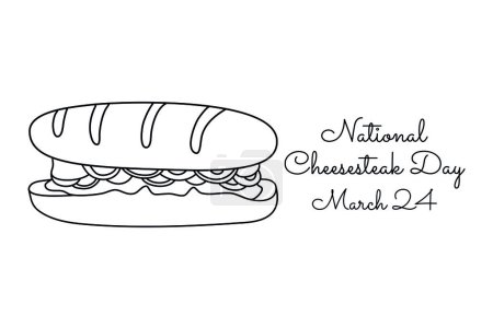 Téléchargez les illustrations : Art de ligne de la Journée nationale Cheesesteak bon pour la Journée nationale Cheesesteak célébrer. art linéaire. illustration. - en licence libre de droit
