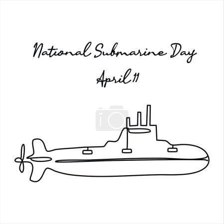 arte de línea del Día Nacional de Submarinos bueno para el Día Nacional de Submarinos celebrar. arte de línea. ilustración.