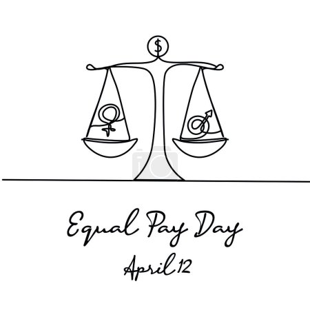Zeilenkunst des Equal Pay Day gut für den Equal Pay Day feiern. Zeilenkunst. illustration.