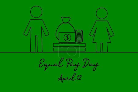 art de ligne de Journée de l'égalité de rémunération bon pour la Journée de l'égalité de rémunération célébrer. art linéaire. illustration.