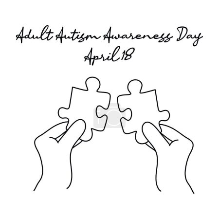 line art of Adult Autism Awareness Day gut für Adult Autism Awareness Day feiern. Zeilenkunst. illustration.