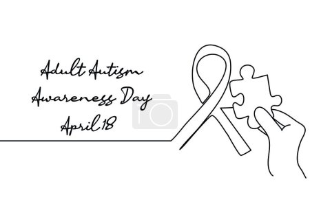 Illustration for Line art of Adult Autism Awareness Day good for Adult Autism Awareness Day celebrate. line art. illustration. - Royalty Free Image