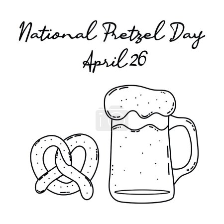 line art of National Pretzel Day good for National Pretzel Day celebrate. line art. illustration.