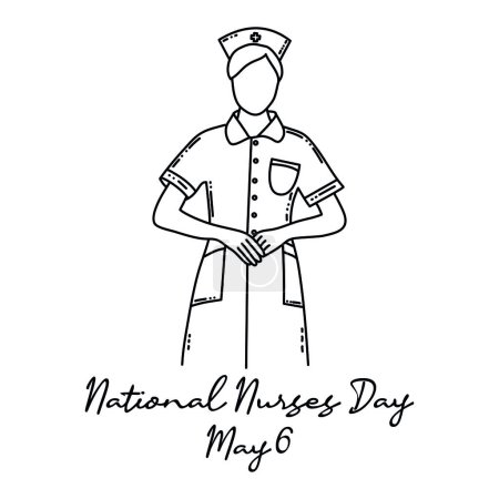 Illustration for Line art of National Nurses Day good for National Nurses Day celebrate. line art. illustration. - Royalty Free Image
