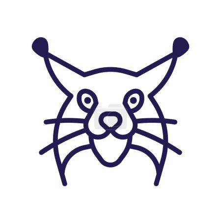 Téléchargez les illustrations : Icône tête de lynx minimaliste. Emblème sauvage de visage de lynx dans la conception d'art de ligne. - en licence libre de droit