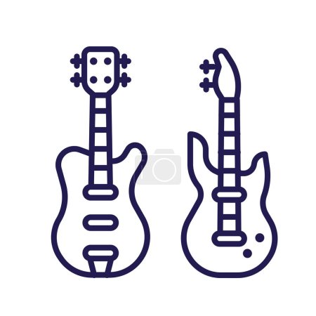 Ilustración de Icono de guitarra estrella de rock. Instrumento de música en línea estilo de arte. - Imagen libre de derechos