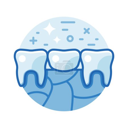 Téléchargez les illustrations : Tooth implant icon. Dental bridge prosthesis in line art design. - en licence libre de droit