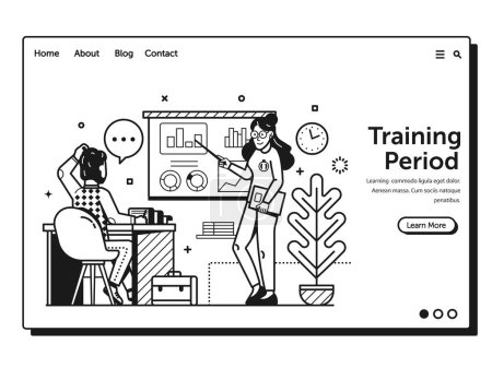 Illustration for Job apply website banner with modern young professional applicant resume. CV building or human resource searching landing page template with office team looking threw new employee online application. - Royalty Free Image