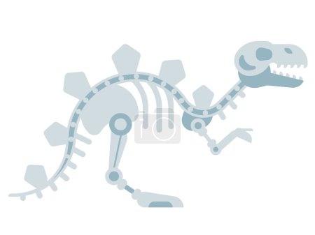 Ilustración de Icono de esqueleto de tiranosaurio de diseño plano. T-rex huesos de dinosaurio ilustración geométrica. - Imagen libre de derechos