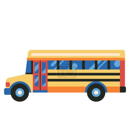 Ilustración de Icono de autobús escolar amarillo de estilo antiguo en diseño plano. Ilustración de autobús retro americano. - Imagen libre de derechos