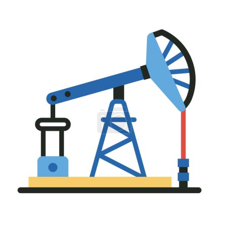 Land gas and oil rig drilling icon in flat design.