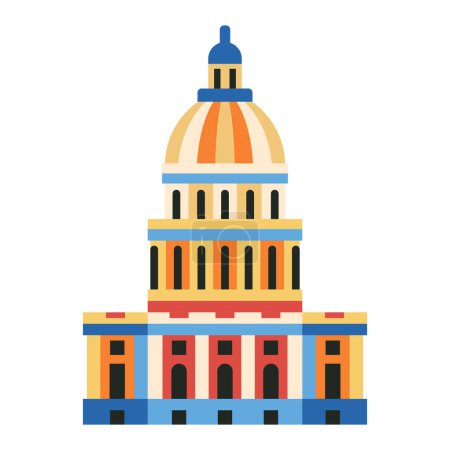 Illustration for Dome cathedral icon inspired by United States Capitol building landmark. - Royalty Free Image