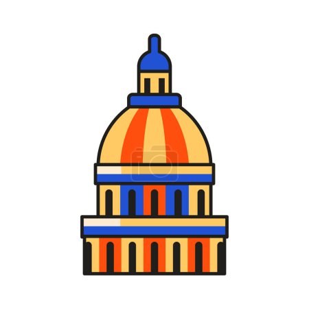 Dome cathedral icon inspired by United States Capitol building landmark.