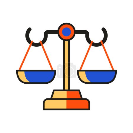 Téléchargez les illustrations : Icône Échelles de justice en design plat. - en licence libre de droit