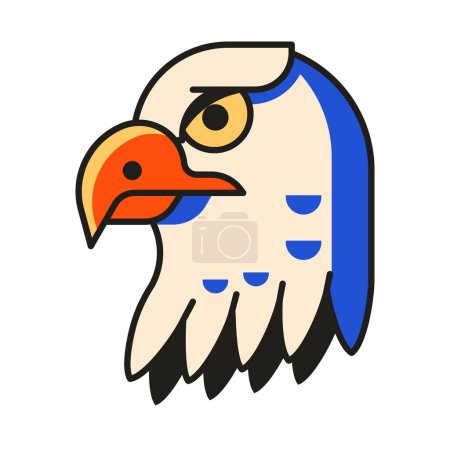 Illustration for Bald eagle head icon in flat design. USA national bird mascot symbol. - Royalty Free Image