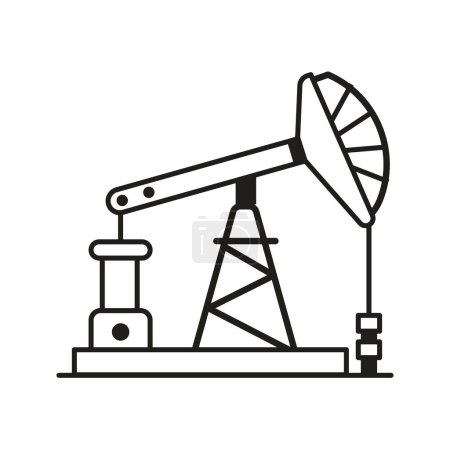 Land gas and oil rig drilling icon in flat design.