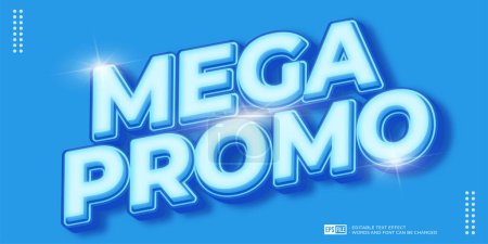 Illustration for 3D style editable text mega promo on blue background - Royalty Free Image