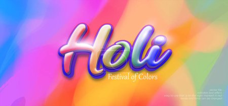 Illustration for 3d text holi editable text effect - Royalty Free Image