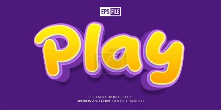 Illustration for Play text 3d style editable text effect - Royalty Free Image