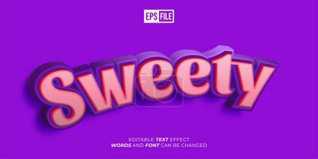 Illustration for Sweety text 3d style editable text effect - Royalty Free Image
