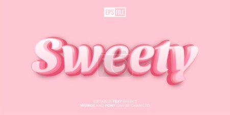Illustration for Sweety editable text 3d shine font style - Royalty Free Image
