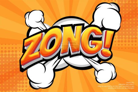 Illustration for Editable text effect zonk with cartoon style concept - Royalty Free Image